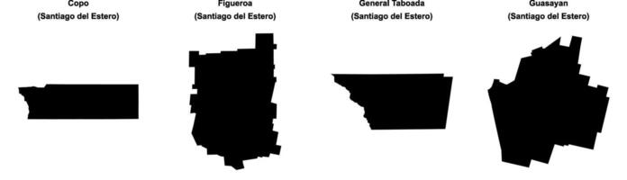 Copo, Figueroa, General Taboada, Guasayan outline maps vector