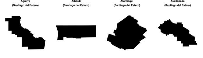 Aguirre, Alberdi, Atamisqui, Avellaneda outline maps vector