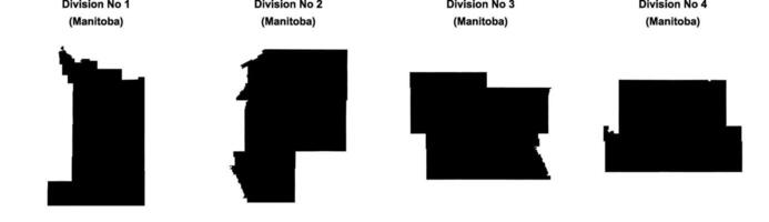Manitoba municipalities Division No 1, Division No 2, Division No 3, Division No 4 outline maps vector