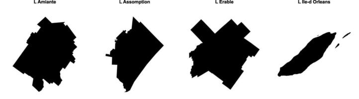 L Amiante, L Assomption, L Erable, L Ile d Orleans outline maps vector