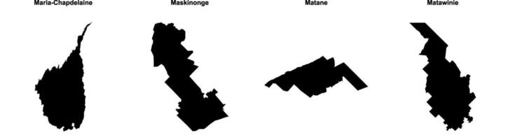 Maria Chapdelaine, Maskinonge, Matane, Matawinie outline maps vector