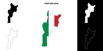 Aielli, Abruzzo outline map set vector