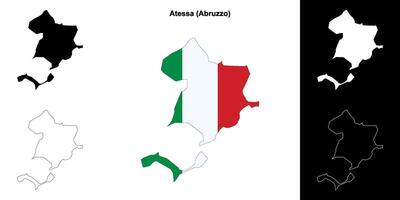 Atessa, Abruzzo outline map set vector