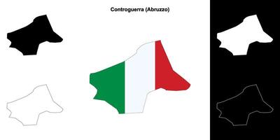 Controguerra, Abruzzo outline map set vector