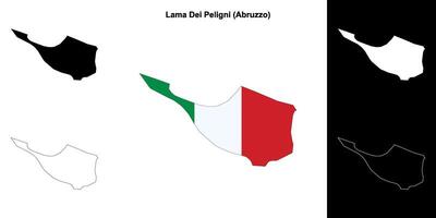 Lama Dei Peligni, Abruzzo outline map set vector