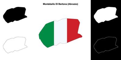Montebello Di Bertona, Abruzzo outline map set vector