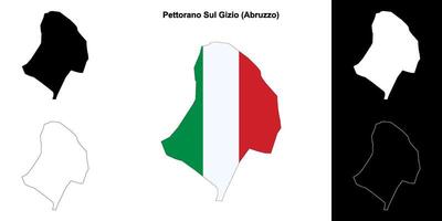 Pettorano Sul Gizio, Abruzzo outline map set vector