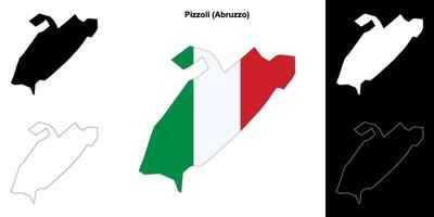 Pizzoli, Abruzzo outline map set vector