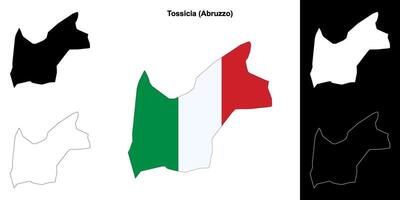 Tossicia, Abruzzo outline map set vector
