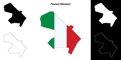 Pescara, Abruzzo outline map set vector