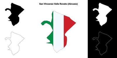 San Vincenzo Valle Roveto, Abruzzo outline map set vector