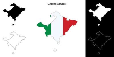 L Aquila, Abruzzo outline map set vector