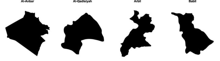 Al Anbar, Al Qadisiyah, Arbil, Babil outline maps vector