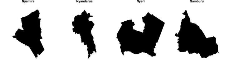 Nyamira, Nyandarua, Nyeri, Samburu outline maps vector