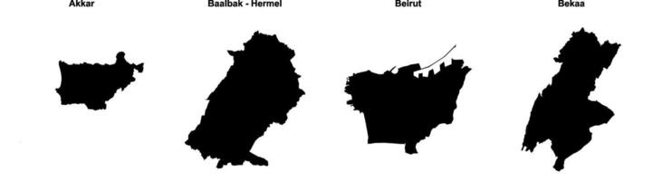 Akkar, Baalbak Hermel, Beirut, Bekaa outline maps vector