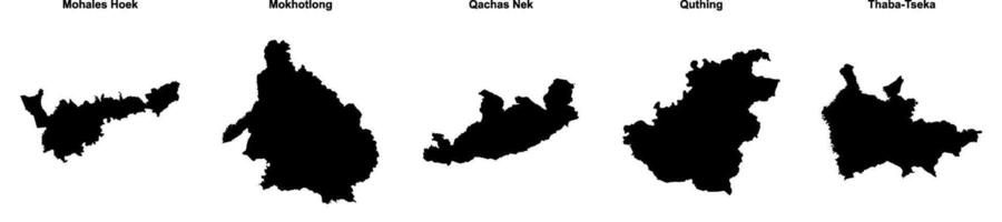 Mohales Hoek, Mokhotlong, Qachas Nek, Quthing, Thaba Tseka outline maps vector