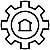 Home Gear Icon, Black And White Outline Icon Symbol vector