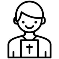 Priest Icon, Black And White Outline Icon Symbol vector