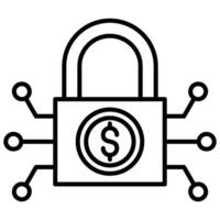 Digital Pad Lock Icon, Cyber Security Icon, lined icon , black and white outline icon symbol. vector