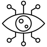 Digital Eye Icon, Computer Vision Icon, lined icon , black and white outline icon symbol. vector