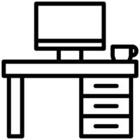 Workspace Design Icon, Black And White Outline Icon Symbol vector