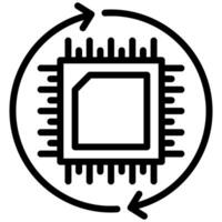 Sync Circuit Icon, Black And White Outline Icon Symbol vector