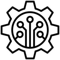 Circuit Gear Icon, Black And White Outline Icon Symbol vector