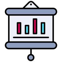Graph Growth Outline Flat Design Style Icon, Banking And Financial Concept vector