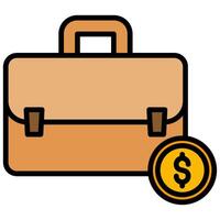 Briefcase Dollar Outline Flat Design Style Icon, Banking And Financial Concept vector
