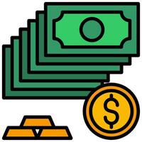 Dollar Money Wealth Outline Flat Design Style Icon, Banking And Financial Concept vector