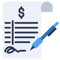 Signature Flat Icon, Contract Icon, Solid Color Flat Icon Symbol vector