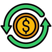 Return On Investment Outline Flat Icon, Solid Color Outline Flat Icon Symbol vector