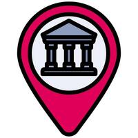 Bank Location Outline Flat Icon, Solid Color Outline Flat Icon Symbol vector