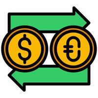 Money Transfer Outline Flat Icon Design, Solid Color Outline Flat Icon Symbol vector