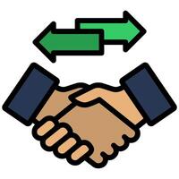 Agreement Outline Flat Icon, Handshake Outline Flat Icon, Solid Color Outline Flat Icon Symbol vector