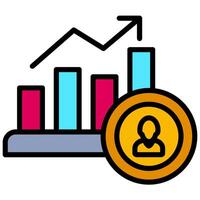 Up Graph Outline Flat Icon Style Icon, Business and Marketing Outline Flat Icon Style Icon vector