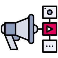 Megaphone Marketing Outline Flat Icon Style Icon, Business and Marketing Outline Flat Icon Design Style Icon vector