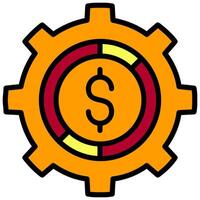 Dollar Gear Outline Flat Icon Style Icon, Business and Marketing Outline Flat Icon Style Icon vector