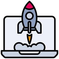 Rocket Startup Outline Flat Icon Style Icon, Business and Marketing Outline Flat Icon Style Icon vector