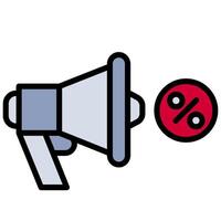 Megaphone Discount Outline Flat Icon Style Icon, Business and Marketing Outline Flat Icon Style Icon vector