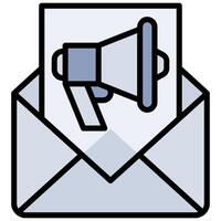 Mail Megaphone Outline Flat Icon Style Icon, Business and Marketing Outline Flat Icon Style Icon vector