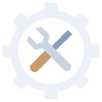 Automation Flat Icon, Gear Wrench Flat Icon, Solid Color Flat Icon Symbol vector