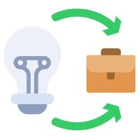 Implementation Flat Icon, Bulb And Briefcase Icon, Solid Color Flat Icon Symbol vector