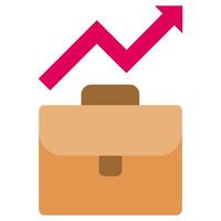 Briefcase Growth Flat Icon, Solid Color Flat Icon Symbol vector