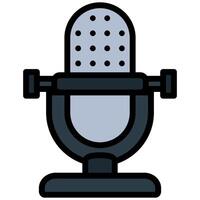 Vintage Microphone Outline Flat Design Icon, Outline Flat Design Icon Symbol vector