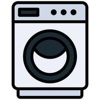 Washing Machine Outline Flat Design Icon, Outline Flat Design Icon Symbol vector