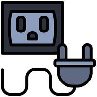 Plug Socket Outline Flat Design Icon, Outline Flat Design Icon Symbol vector