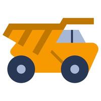Dump Truck Flat Design Icon - Heavy Machinery Flat Design Icon vector