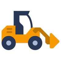 Backhoe Flat Design Icon - Heavy Machinery Flat Design Icon vector