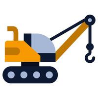 Pipelayer Flat Design Icon - Heavy Machinery Flat Design Icon vector